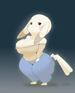 anthro bare_shoulders barefoot big_breasts biped blue_clothing bottomwear breasts cleavage clothed clothing denim denim_bottomwear denim_clothing feet female jeans long_sleeve_shirt long_sleeves looking_at_viewer pants pupils simple_background smile standing tail thick_thighs topwear ber00 nintendo pokemon pokemon_pokopia peakychu generation_1_pokemon mammal pikachu pokemon_(species) rodent 4:5 absurd_res hi_res