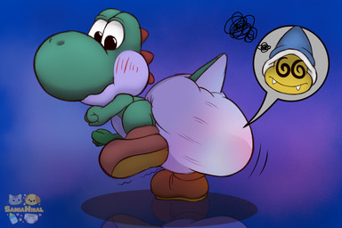 ambiguous_gender blush blush_lines clothed clothing cosmic_background dazed diaper diapered_pred dizzy duo egg emanata embarrassed feral full_tour male motion_lines oviposition raised_leg reflection safe_vore unclean_diaper used_diaper vore wearing_diaper yellow_body saniahisal clip_studio_paint_(copyright) mario_bros nintendo the_super_mario_galaxy_movie kamek yoshi_(character) dinosaur green_yoshi koopa magikoopa prehistoric_species reptile scalie turtle yoshi 3:2 absurd_res clip_studio_paint_(artwork) digital_drawing_(artwork) digital_media_(artwork) hi_res