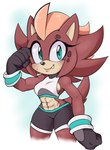 abs anthro athletic athletic_anthro athletic_female black_nose blush bodily_fluids bottomwear brown_body brown_fur brown_spots clothing eyelashes fangs female fur looking_at_viewer muscular muscular_female shirt shorts smile smiling_at_viewer solo spots sweat tank_top teal_eyes teeth topwear hildahyena sega sonic_the_hedgehog_(series) fan_character hilda_the_hyena hyena mammal hi_res