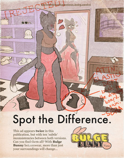 ahegao anthro blush breath clothing excessive_feces feces female fictional_product hyper hyper_feces looking_pleasured panting soiling soiling_underwear solo spot_the_difference text torn_clothing seraphina_shameless felid feline mammal absurd_res english_text hi_res