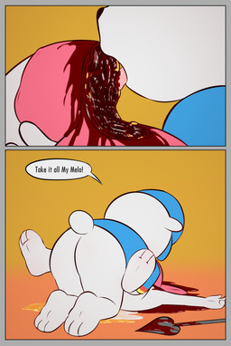 3_toes barefoot blood bodily_fluids border butt cannibalism cum_pool death death_piss dirty_talk duo executioner feet female genital_fluids gore gore_focus grey_border guard male male/female mostly_nude necrophilia snuff soles toes urine urine_pool e254e onegai_my_melody sanrio my_melody royal_guards bear lagomorph leporid mammal rabbit absurd_res hi_res