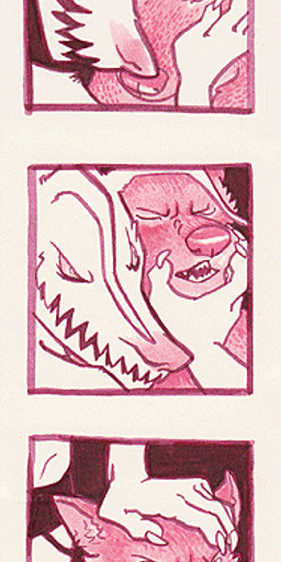 angry anthro booth bulge clothing duo eye_contact eyes_closed inside_booth jockstrap looking_at_another male male/male photo_booth underwear weirdthingswithanatomy canid canine canis demon mammal wolf monochrome pink_and_white