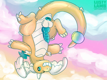 blue_penis butt detailed_background feral genitals handle handle_bar inflatable male orange_body painted_background penis pool_toy pool_toy_handle presenting presenting_hindquarters presenting_penis sky skyscape smile solo star_pupils tail tail_orb upside_down white_body wings conditional_dnp lustylamb nintendo pokemon pokemon_legends_z-a animate_inanimate generation_9_pokemon living_inflatable living_pool_toy mega_dragonite mega_evolution pokemon_(species) absurd_res hi_res
