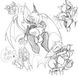 anthro big_breasts bodily_fluids bottomless breast_grab breast_rest breast_squish breasts clothed clothing drunk duo erection erection_under_clothing exposed_breasts face_in_breasts female hand_on_breast head_between_breasts heart_pasties holding_breast huge_breasts lactating male male/female milk pasties profanity sex size_difference squish substance_intoxication wings bigdad sega sonic_the_hedgehog_(series) miles_prower rouge_the_bat bat canid canine fox mammal werecanid werecanine werecreature werefox 1:1 monochrome