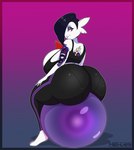 alternative_fashion ball big_breasts big_butt breasts butt ear_piercing exercise_ball eyebrow_piercing facial_piercing female goth huge_breasts huge_butt looking_back piercing sitting sitting_on_ball solo tattoo hexami nintendo pokemon vanessa_(omegafiredog) gardevoir generation_3_pokemon humanoid pokemon_(species) hi_res