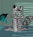 anthro bed duo eyes_closed frottage furniture inside intimate kissing male male/male nude penile sex metal_(artist) metal_(character) zapher felid feline mammal procyonid raccoon 2012 digital_media_(artwork) shaded