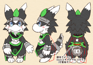 anthro black_body black_clothing black_fur clothing countershade_face countershading female fur kemono solo text kame_3 apple_inc. handymonsters phourre_(kame_3) 2010 japanese_text translation_request