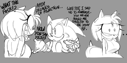 anthro black_text chili_dog eyelashes female female_anthro fingers food grey_background holding_chili_dog holding_food holding_object hot_dog male male/female male_anthro simple_background text animation_sensation sega sonic_the_hedgehog_(series) amy_rose sonic_the_hedgehog eulipotyphlan hedgehog mammal 2025 absurd_res digital_drawing_(artwork) digital_media_(artwork) hi_res monochrome