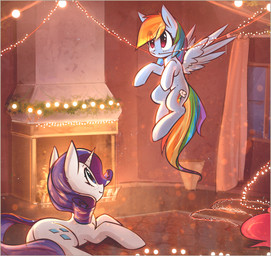 blue_eyes border christmas_decorations christmas_lights curtains cutie_mark duo eyelashes feathered_wings feathers female feral fire fireplace flying garland hair holidays horn inside lights lying makeup mascara midair multicolored_hair on_side orange_border pink_hair purple_eyes purple_hair rainbow_hair smile window wings mirroredsea christmas friendship_is_magic hasbro my_little_pony mythology pinkie_pie_(mlp) rainbow_dash_(mlp) rarity_(mlp) equid equine mammal mythological_creature mythological_equine pegasus unicorn 2017 absurd_res hi_res