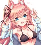 bikini bikini_top blush breasts cleavage clothed clothing female hair long_hair simple_background solo swimwear two-piece_swimsuit white_background sakura_ani animal_humanoid canid canid_humanoid canine canine_humanoid fox_humanoid humanoid mammal mammal_humanoid 2020