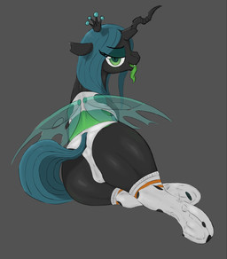 ahegao black_body blue_hair clothing covered_vulva crown ears_down eyelashes female feral footwear green_eyes green_hair hair headgear horn insect_wings legwear long_tongue looking_pleasured multicolored_body pivoted_ears pupils socks solo stockings teeth thigh_highs thigh_socks tongue white_clothing wings maranium friendship_is_magic hasbro my_little_pony queen_chrysalis_(mlp) arthropod changeling_(mlp) hi_res