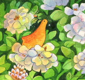 ambiguous_feral ambiguous_gender day detailed_background dot_eyes feral flower green_leaves holding_flower holding_object leaf micro nature nature_background nub_tail orange_body outside plant shrub simple_eyes solo sparkles standing_on_plant white_flower zuccnini jammies_(zuccnini) brachiosaurid brachiosaurus dinosaur macronarian prehistoric_species reptile saurischian sauropod sauropodomorph scalie 2025 painting_(artwork) shaded signature soft_shading watercolor_(artwork)