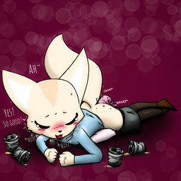 alcohol anthro beer beverage blush bodily_fluids clothed clothing dialogue disembodied_penis drunk duo female female_focus genitals legwear male male/female pantyhose partially_clothed penis solo_focus substance_intoxication tears text rockarboom aggretsuko sanrio fenneko canid canine fennec_fox fox mammal true_fox 1:1 english_text hi_res