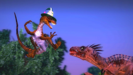 attack clothing duo feral hat headgear headwear kick prehistoric witch_hat wizard_hat henryisraptor henry_(henryisraptor) dinosaur dromaeosaurid prehistoric_species reptile saurischian scalie theropod velociraptor 3d_(artwork) digital_media_(artwork)