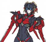 autobot black_hair blue_eyes breasts colored_nails female gesture hair long_nails machine makeup nails navel not_furry shrug simple_background solo white_background wings axelneko hasbro takara_tomy transformers windblade cybertronian humanoid living_machine robot