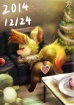 anthro bent_over blush butt christmas_star christmas_tree christmas_tree_topper cutlery female fork furniture heart_censor heart_symbol holidays inside kitchen_utensils looking_back open_mouth plant plate poke_puff pokeball red_eyes sofa solo standard_pokeball tools tree ni_ecchi christmas nintendo pokemon braixen canid canine generation_1_pokemon generation_6_pokemon mammal pokemon_(species) staryu 2014 censored