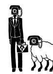 ambiguous_gender anthro biped bottomwear briefcase clothing cord dress_shirt duo electronics for_a_head fur holding_briefcase hooves landline_phone male necktie pants phone quadruped rotary_phone shirt silhouette simple_background standing suit topwear unguligrade white_background wool_(fur) sunnyclockwork scp_foundation bovid caprine humanoid mammal object_head scp-1498 scp-1498-1 sheep 2015 black_and_white digital_drawing_(artwork) digital_media_(artwork) hi_res monochrome