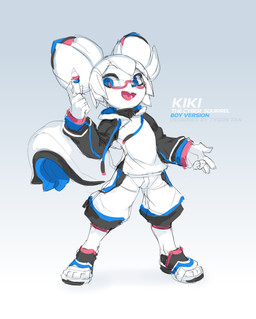 animal_ears anthro blue_eyes bottomwear chinese_commentary clothing colored_skin commentary crossgender double_bun english_commentary eyewear female footwear ftm_crossgender glasses hair hair_bun high_collar holding_stylus holding_tablet_pen hood hoodie long_sleeves looking_at_viewer machine male mandarin_collar mascot open_mouth sandals shoes shorts smile solo squirrel_ears squirrel_tail standing stylus symbol_in_eye tablet_pen tail text three-quarter_view topwear white_body white_hair white_skin tyson_tan kde krita_(copyright) kiki_the_cyber_squirrel mammal robot rodent sciurid tree_squirrel 2017 absurd_res digital_media_(artwork) hi_res krita_(artwork) official_art signature