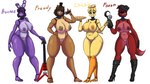 ahoge anthro areola avian_feet beakless big_breasts black_boots black_clothing black_footwear black_gloves black_handwear black_hat black_headwear black_top_hat blonde_hair blue_eyes boots breasts brown_areola brown_body brown_fur brown_hair brown_nipples buckteeth cheek_tuft chest_scar clothing crossgender dipstick_tail electronics eye_patch eyelashes eyewear facial_tuft feathers female fingers food footwear freckles front_view fur genitals gloves guitar hair hand_on_hip handwear hat head_feathers head_tuft headgear headwear high_heeled_boots high_heels holding_food holding_guitar holding_microphone holding_musical_instrument holding_object holding_pizza holding_pizza_cutter holding_plate hook hook_hand huge_breasts knee_boots knee_highs legwear looking_at_viewer machine markings microphone mtf_crossgender musical_instrument navel nipples nude one_ear_up open_mouth open_smile orange_areola orange_body orange_nipples pink_body pink_fur pirate_hat pizza plucked_string_instrument purple_areola purple_body purple_eyes purple_fur purple_hair purple_nipples pussy red_areola red_body red_fur red_nipples scar shoes short_hair simple_background slightly_chubby smile solo string_instrument tail tail_feathers tail_markings tan_body tan_fur teeth thick_thighs tricorne tuft white_background wide_hips yellow_body yellow_eyes yellow_feathers hxveuseenmypen five_nights_at_freddy's scottgames bonnie_(fnaf) chica_(fnaf) foxy_(fnaf) freddy_(fnaf) animatronic avian bear bird canid canine chicken fox galliform gallus_(genus) lagomorph leporid mammal phasianid rabbit robot 16:9 2024 absurd_res digital_media_(artwork) hi_res widescreen