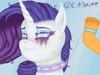 bdsm bite biting_lip blush bodily_fluids collar drooling duo female female/female feral hair horn kiss_mark kiss_mark_on_face leash leash_pull leashed_collar makeup mascara messy_hair orgasm_face running_makeup running_mascara saliva strangling c33purr friendship_is_magic hasbro my_little_pony mythology applejack_(mlp) rarity_(mlp) equid equine horse mammal mythological_creature mythological_equine pony unicorn 4:3 absurd_res hi_res