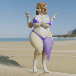 anthro areola areola_slip beach belly big_breasts bikini breasts clothed clothing day female outside pareo solo swimwear thick_thighs two-piece_swimsuit wide_hips ndrnight lilly_(rapidsoftime) felid lion mammal pantherine 1:1 3d_(artwork) 3d_animation animated digital_media_(artwork) no_sound short_playtime webm
