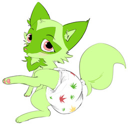 ambiguous_gender blush blush_lines clean_diaper clothed clothing diaper diaper_only digitigrade feral fur furgonomic_diaper furgonomics green_body green_fur looking_at_viewer looking_back looking_back_at_viewer lying on_side pattern_diaper pawpads pink_eyes pink_pawpads quadruped raised_leg rear_view shy simple_background solo tail topless wearing_diaper white_background young young_ambiguous young_feral mewabdl forsite nintendo pokemon weed_cat_(meme) felid feline generation_9_pokemon mammal pokemon_(species) sprigatito 1:1 2022 digital_media_(artwork) hi_res