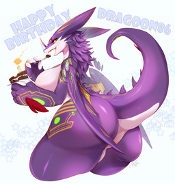 anthro big_breasts breasts butt cake candle countershading cutlery dessert female food fork kitchen_utensils low-angle_view non-mammal_breasts nude open_mouth smile solo tail tools wings missaka mythology aluka_(dragoon86) dragon mythological_creature mythological_scalie scalie 2017 hi_res
