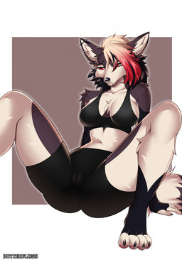 anthro bangs black_nails bottomwear breasts camel_toe cheek_tuft chest_tuft clothed clothing collarbone colored_nails crop_top ear_piercing facial_piercing facial_tuft female hair inner_ear_fluff lip_piercing long_snout looking_away medium_breasts medium_hair multicolored_hair nails navel nose_piercing nose_ring off_shoulder piercing red_sclera ring_piercing sad shirt shorts simple_background sitting snout solo spread_legs spreading topwear tuft white_eyes butterfliess mythology canid canid_demon canine demon hellhound mammal mythological_canine mythological_creature 2025 colored digital_drawing_(artwork) digital_media_(artwork) hi_res shaded
