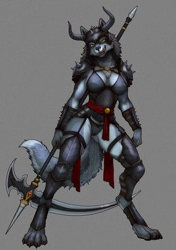 4_toes anthro armor biped camel_toe clothed clothing digitigrade feet female front_view fully_clothed fur grey_background grey_body grey_fur headgear helmet holding_melee_weapon holding_object holding_polearm holding_weapon licking licking_lips looking_at_viewer melee_weapon nipple_outline open_mouth polearm simple_background solo spaulder spiked_armor spikes standing tail toes tongue tongue_out unconvincing_armor vambrace weapon yellow_eyes thunderewokb canid canine canis mammal wolf digital_drawing_(artwork) digital_media_(artwork) full-length_portrait hi_res portrait