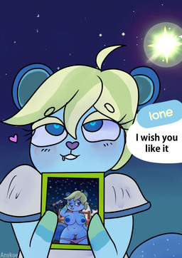 anthro blush blush_lines bodily_fluids breasts clothing drooling female floating_heart genitals heart_eyes heart_symbol looking_at_viewer night nude nude_anthro nude_female panties photo saliva solo speech_bubble star talking_to_viewer underwear vulva anykoe animal_crossing nintendo ione_(animal_crossing) mammal rodent sciurid absurd_res hi_res signature