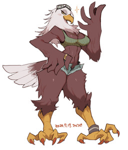 abs anthro athletic athletic_female barbell_piercing beak bottomwear breasts brown_body brown_feathers cleavage clothed clothing colored_nails crop_top daisy_dukes denim denim_bottomwear denim_clothing denim_shorts eyewear feather_hands feathers female goggles green_clothing green_shirt green_tank_top green_topwear hotpants jewelry nails navel navel_piercing necklace piercing ring shirt shorts simple_background solo tail tank_top topwear unbuttoned_shorts white_background white_body white_feathers wristband yellow_sclera kaeritai07 accipitrid accipitriform avian bald_eagle bird eagle sea_eagle 2024 dated hi_res