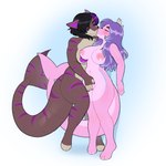 1:1 2023 amethyst_(teri_kressner) anthro anutka areola biped black_hair blush bottlenose_dolphin breasts cetacean clitoral_fingering digital_media_(artwork) dolphin duo eyebrows eyelashes eyes_closed female female/female fingering fingering_partner fish hair hi_res highlights_(coloring) long_hair mammal marine markings nipple_piercing nipples non-mammal_breasts nude oceanic_dolphin piercing pink_areola pink_body pink_nipples pink_scales purple_areola purple_eyes purple_hair purple_highlights purple_inner_ear purple_markings purple_nipples purple_stripes samantha_stathis scales sex shaded shark standing striped_markings stripes tail toothed_whale