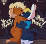 2019 absurd_res adventure_time anthro anthrofied big_breasts big_butt black_body black_fur blonde_hair blush bodily_fluids bottomless breasts butt candy candy_humanoid candy_people_(at) canid canine canis cartoon_network cinnawoman_bun clothed clothing dessert digital_media_(artwork) duo embrace eyes_closed female female/female fionna_the_human food food_creature food_hair food_humanoid fur glistening glistening_body hair headgear headwear heart_symbol hi_res hug hug_wolf humanoid humanoid_on_anthro legwear licking living_candy looking_pleasured mammal motion_lines nipples nude open_mouth partially_clothed pseudo_hair saliva somescrub text thick_thighs thigh_highs tongue tongue_out twitter twitter_logo wolf
