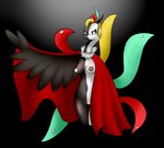 anthro black_background breasts cape clothing feathered_wings feathers female frown genitals navel nipples nude pussy simple_background solo wings floofingfluff fakemon nintendo pokemon pokemon_uranium avian dramsama pokemon_(species) hi_res