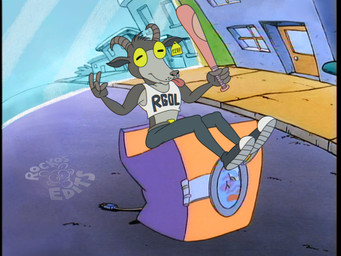 anthro appliance baseball_bat bat_(object) belt belt_buckle bottomwear buckle building clothing crop_top day denim denim_bottomwear denim_clothing door ear_piercing ear_tag female fingers footwear fur grey_body grey_fur holding_baseball_bat holding_object hooved_fingers hooves horizontal_pupils horn jeans laundry_machine logo outside pants piercing plant pupils screencap screencap_background shirt shoes shrub sidewalk sitting sitting_on_object solo street style_emulation tailless text text_on_clothing text_on_shirt text_on_topwear tongue tongue_out topwear town townscape washing_machine window yellow_eyes rockosedits coffee_stain_studios epic_games fortnite goat_simulator nickelodeon rocko's_modern_life pilgor_(goat_simulator) bovid caprine goat mammal 2025 4:3 artist_logo artist_name english_text signature