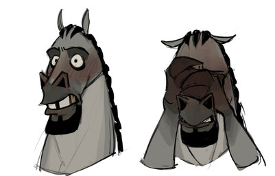 anthro bashful black_hair blush blush_marks braided_hair covering covering_eyes covering_face embarrassed facial_hair flustered fur goatee hair looking_at_viewer male pointy_ears prick_ears shy solo surprised breen_tomi goat_(movie) sony_corporation sony_pictures mane_attraction andalusian_horse equid equine horse mammal headshot_portrait hi_res portrait sketch