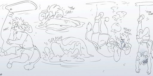 anthro asphyxiation bottomwear clothed clothing cyanosis drowning male shorts shorts_only solo taking_in_water topless underwater wakeboard water colbycat asinus donkey equid equine mammal hi_res monochrome