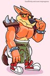 anthro clothed clothing diaper diaper_fetish footwear fur male shirtless shoes shy solo wearing_diaper wiprogress activision crash_bandicoot_(series) tiny_tiger dasyuromorph mammal marsupial recently_extinct_species thylacine hi_res