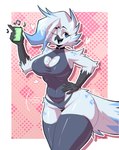 anthro arm_tuft beak big_breasts blue_eyes blue_highlights breasts cellphone cleavage_cutout clothing cutout electronics eyebrow_through_hair eyebrows eyelashes female glistening glistening_body glistening_breasts hair hand_on_hip heart_symbol highlights_(coloring) holding_cellphone holding_object holding_phone holding_smartphone legwear leotard musical_note musical_symbol one_eye_closed open_beak open_mouth phone shoulder_tuft smartphone solo symbol thick_thighs thigh_highs translucent translucent_hair tuft white_body white_hair wide_hips wink sozokuu tyra_(ara_squawks) avian bird owl 2025 absurd_res hi_res