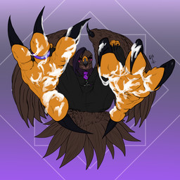 anthro back_wings beak blush bodily_fluids brown_body brown_feathers claws clothing cum cum_on_feet digit_ring feathers feet foot_fetish foot_focus foot_play genital_fluids jewelry male necktie ring scar simple_background solo tail talons toe_ring toes wings ghstaquila ghstaquila_(character) accipitrid accipitriform avian bird eagle golden_eagle true_eagle 1:1 digital_media_(artwork) hi_res