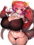 big_breasts breasts cleavage clothed clothing female fur_trim_(clothing) hair huge_breasts panties red_eyes red_hair solo tail underwear wide_hips fumio936 miss_kobayashi's_dragon_maid mythology ilulu animal_humanoid dragon dragon_humanoid humanoid mythological_creature mythological_scalie scalie 3:4 hi_res