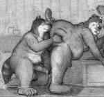 2007 all_fours anal anthro archived_source balls bd bear belly big_balls big_butt big_penis blep bodily_fluids butt butt_sniffing butt_squish canid canine chubby_cheeks cum cum_on_face cum_on_ground duo_focus erection eyes_closed fur genital_fluids genitals graphite_(artwork) group humanoid_genitalia humanoid_penis kneeling male male/male mammal monochrome nose_to_anus nude oral orgasm overweight overweight_male pencil_(artwork) penis procyonid raccoon raised_tail rimming sex smile sniffing spots squish tail tongue tongue_out traditional_media_(artwork)