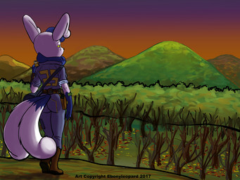 2_tails 4_fingers anthro band-aid bandage belt blue_hair boots butt clothing dead_tree duffel_bag dusk evening female fingers footwear forest fur gloves_(marking) gun hair handgun markings mountain multi_tail neck_tuft patch_(fabric) pip-boy pistol pistol_holster plant pokemorph post-apocalyptic ranged_weapon rear_view red_eyes shoes sky solo tail text tree tuft vault_suit walking weapon white_body white_fur yellow_sclera avoid_posting ebonyleopard fallout fallout:_pca microsoft nintendo pokemon caitlyn_(swordfox) felid feline generation_6_pokemon mammal meowstic meowstic_(female) pokemon_(species) 2017 4:3 english_text story story_in_description