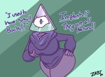 1_eye anthro big_breasts bodily_fluids breasts butt clothed clothing dialogue female for_a_head genital_fluids not_furry purple_body simple_background solo text youtuber zadirtybish iilluminaughtii cyclops humanoid object_head shape_head hi_res