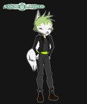 ambiguous_gender anthro bone boots bottomwear clothing cursed_image footwear fur green_body green_fur hands_on_hips holidays jacket leather leather_clothing leather_jacket leather_topwear pants pink_nose shirt shoes solo topwear white_body white_fur sillydraco april_fools'_day code_lyoko byte_fantail_(character) canid canine canis domestic_dog husky mammal nordic_sled_dog spitz 5:6 absurd_res hi_res