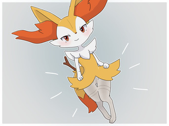 3_fingers 3_toes ambiguous_anthro ambiguous_gender anthro arm_tuft biped blush border cheek_tuft chest_tuft closed_smile clothing digitigrade dipstick_tail dutch_angle emanata eyelashes facial_tuft feet fingers flat_chested front_view fur grey_background hands_on_hips inner_ear_fluff legwear looking_at_viewer markings mouth_closed multicolored_body multicolored_fur nude_ambiguous nude_anthro object_in_tail orange_body orange_eyes orange_fur orange_nose orange_tail_tip outline pointy_ears prick_ears shoulder_tuft simple_background smile solo standing stick stick_in_tail tail tail_markings thigh_highs toes tuft two_tone_tail white_body white_clothing white_fur white_legwear white_thigh_highs yellow_body yellow_fur yellow_tail hurai_of_kaki nintendo pokemon braixen canid generation_6_pokemon mammal pokemon_(species) 2025 cel_shading digital_drawing_(artwork) digital_media_(artwork) full-length_portrait hi_res portrait shaded