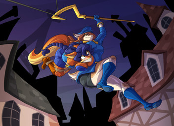 anthro arms_tied bdsm big_breasts blue_boots blue_bottomwear blue_clothing blue_footwear blue_gloves blue_hair blue_handwear blue_skirt blue_topwear blush bondage boots bottomwear bound breasts brown_body brown_boots brown_clothing brown_eyes brown_footwear brown_fur brown_hair cloth_gag clothed clothed_anthro clothed_female clothing costume duo female female/female fluffy fluffy_tail footwear fur gag gagged gloves hair handwear kidnapping legs_tied long_hair multicolored_body multicolored_fur night orange_body orange_fur outside restraints rope rope_bondage shoes skirt sly_cooper's_cane tail topwear two_tone_body two_tone_fur wearing_hat yellow_eyes toughset sly_cooper_(series) sony_corporation sony_interactive_entertainment sucker_punch_productions carmelita_fox chinook_(crosis278) antelope bovid canid canine fox mammal 2026 hi_res