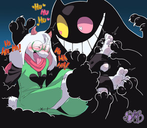 ambiguous_gender anthro black_body blush bodily_fluids body_blush crying crying_laughing duo feet foot_blush foot_fetish foot_focus fur heart_symbol laugh male multi_arm multi_limb open_mouth restrained_arms restrained_legs sweat sweaty_feet tears text tickle_torture tickling tickling_feet tongue white_body white_fur symbiontickles deltarune undertale_(series) friend_(deltarune) ralsei bovid caprine darkner felid feline goat mammal absurd_res hi_res