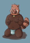 anthro belly bulge clothing humanoid_hands kemono male navel overweight overweight_anthro overweight_male simple_background solo underwear hokolee32 ailurid mammal red_panda 2020 absurd_res hi_res