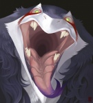 anthro fangs female gaping_mouth hi_res long_tongue looking_at_viewer mammal mick39 mouth_shot open_mouth rain_silves sergal sharp_teeth solo teeth third-party_edit tongue